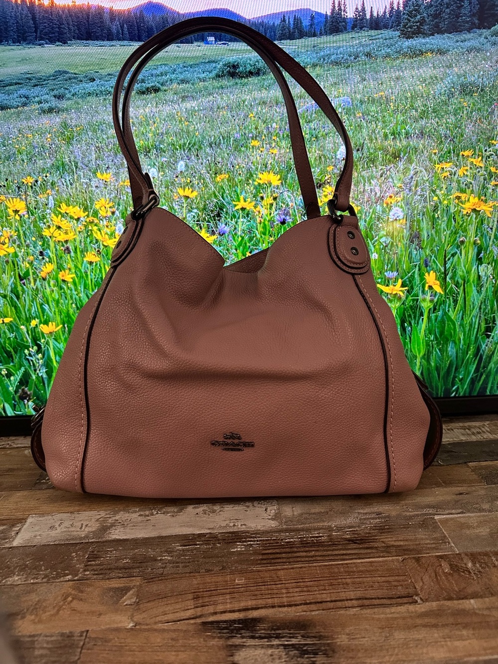 Coach Dusty Rose Pebbled Leather Shoulder Hobo